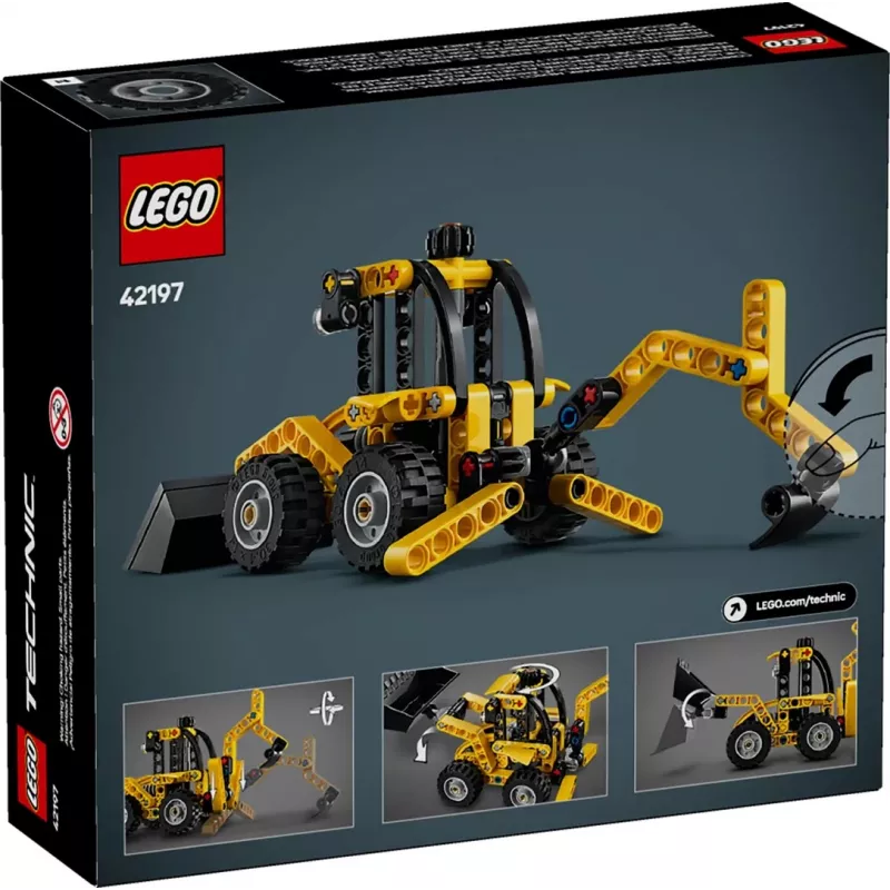 Konstruktorius LEGO Technic Atbulinis krautuvas 42197 — šarnyrinis vairavimas, veikiantis krautuvas, 104 detalės, rekomenduojamas amžius 7+