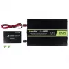 Maitinimo inverteris Green Cell INV07, nuolatinė srovė 12 V į kintamąją 230 V, 300 W, 50 Hz, C tipo kištukas, juodas