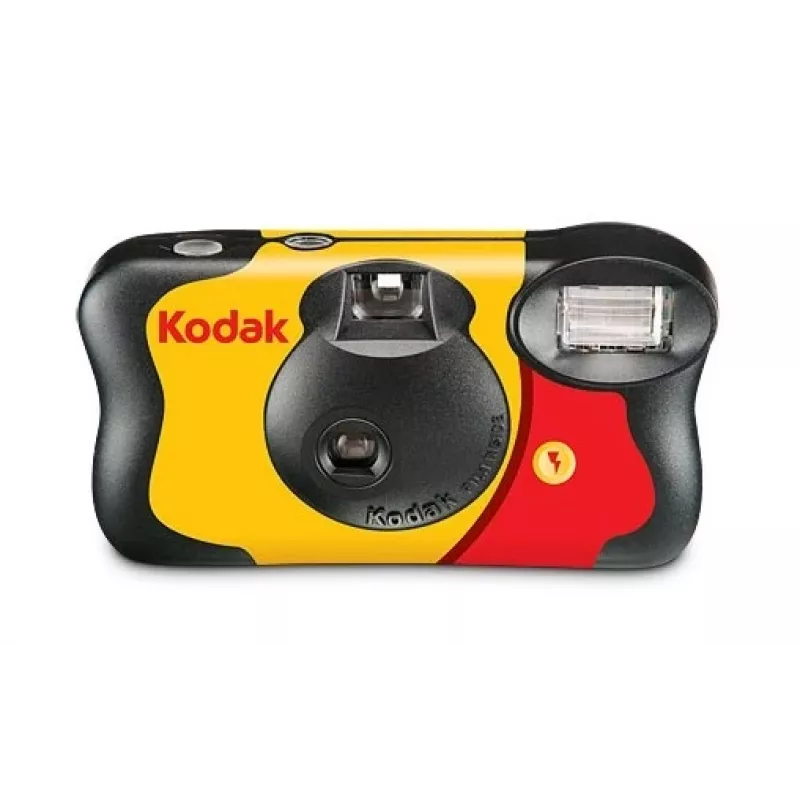 Kodak FunSaver blykstės vienkartinis fotoaparatas, spalvota juosta ir blykstė, 27 nuotraukos, ISO 400