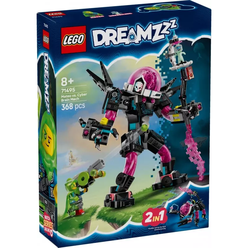 Konstruktorius LEGO 71495 Mateo vs. Cyberbrain Mech — žaidimų rinkinys su minifigūromis ir statomu mecha