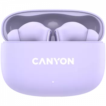 Canyon TWS-9 CNS-TWS9P ausinės – tikrai belaidės – Bluetooth 5.4 – į ausį – 6h + 30h veikimo laikas – USB-C įkrovimo dėklas – jutiklinis valdymas – alyvinė