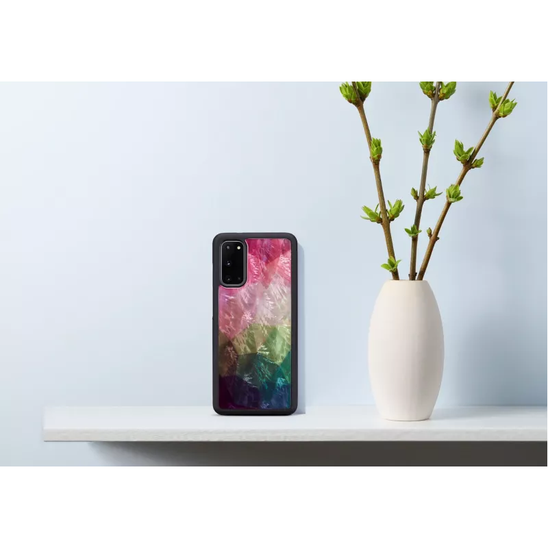 Apsauginis telefono dėklas iKins Samsung Galaxy S20 — vandens gėlių raštas, juodas