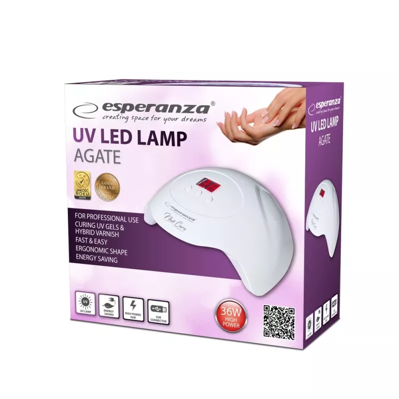 Nagų džiovyklė ESPERANZA EBN010 36W UV+LED, 15 lempų, balta, įmontuotas ekranas, judesio jutiklis