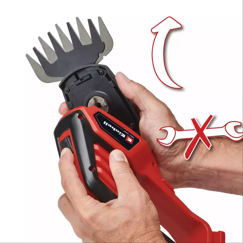 Žolės ir krūmų žirklės EINHELL GE-CG 18/100 Li 18 V Li‑Ion 2,5 Ah — belaidis žoliapjovės peiliukas 100 mm