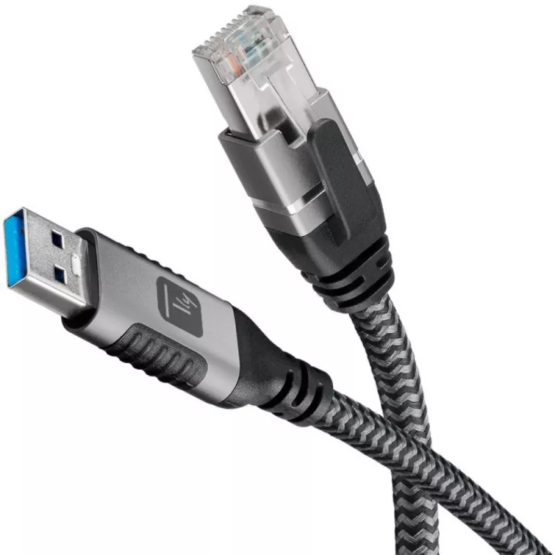 Techly ICOC U3A-RJ45-010 tinklo kabelis juoda, sidabrinė 1 m Cat6 F/UTP (FTP)
