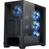 PC korpusas Silentware Flow 110 A-RGB Juoda — midi bokštas, grūdinto stiklo šoninis dangtis