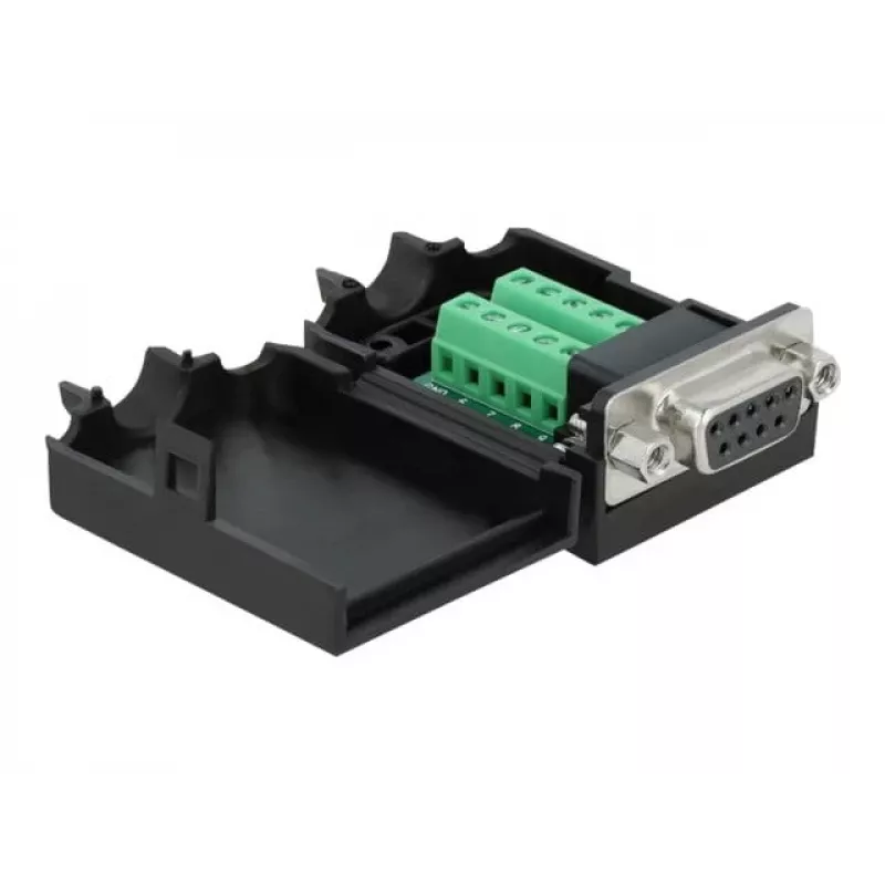 Laido jungtis DeLOCK 66265 Sub-D 9 10 kontaktų gnybtų blokas Juoda