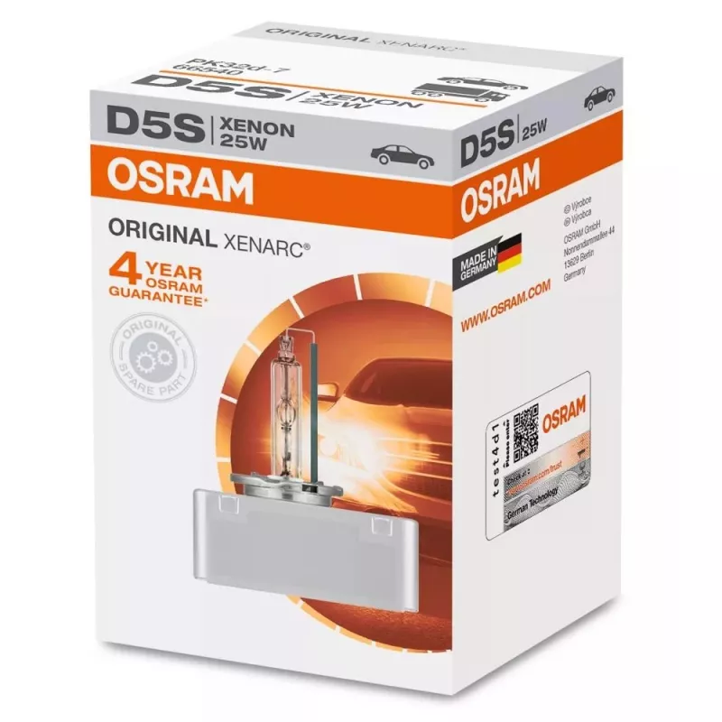 Ksenoninė priekinių žibintų lemputė Osram Xenarc Originali D5S 25W, vienoje pakuotėje