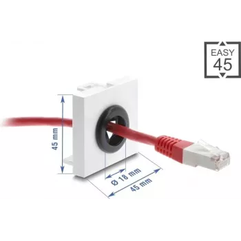 Kabelio įvorelė DELOCK Easy 45, 18 mm skersmuo, stalo/spintos kabelių pravedimui