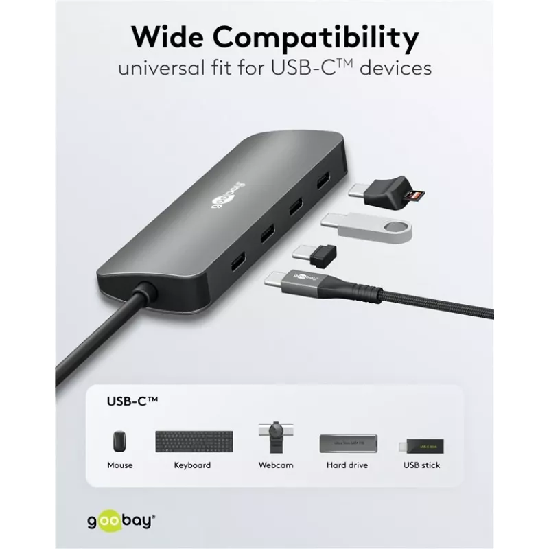 Goobay plonas 4-Port USB šakotuvas USB-C iki 10 Gbit/s - -Plug> 4x (76565)