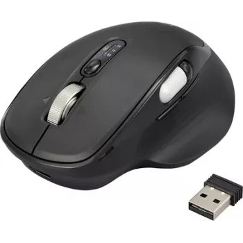Renkforce RF-WM-220 pelė belaidė, Bluetooth® dydis: M/L optinė juoda 11 mygtukų 4800 dpi ergonomiška, lengvas perjungimas tarp 3 įrenginių, kelių porų funkcija, (RF-6857524)