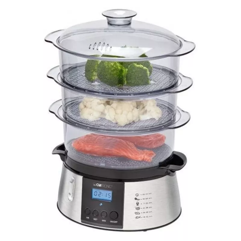 Clatronic DG 3547 garų viryklė 3 krepšelių Juoda,Nerūdijantis plienas 800 W