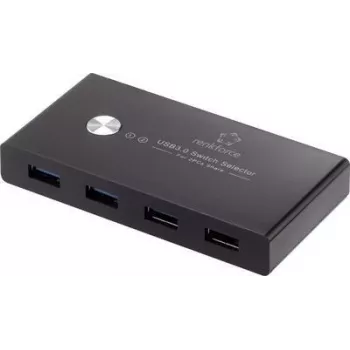 Renkforce RF-SHB-200 4 prievadų USB 3.0 jungiklis + šakotuvas, juodas (RF-4474114)