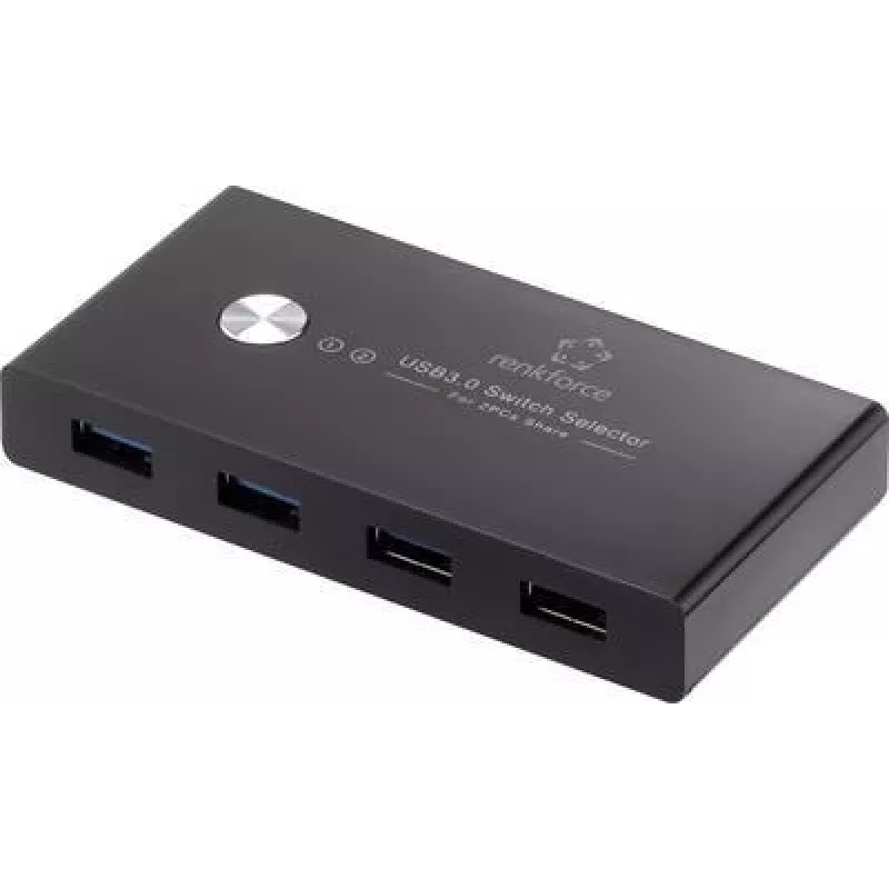 Renkforce RF-SHB-200 4 prievadų USB 3.0 jungiklis + šakotuvas, juodas (RF-4474114)