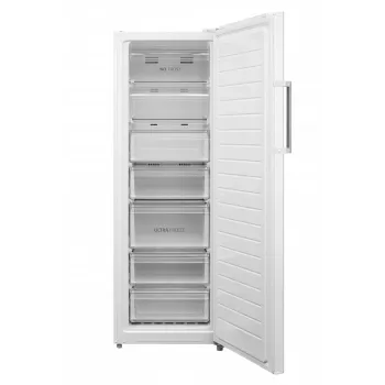 Vertikalus šaldiklis Midea MDRU333FZE01E — energijos klasė E, 238 L naudingoji talpa, 172,2 cm aukštis, No Frost, ekranas, laisvai statomas, baltas