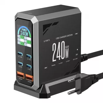 Blitzwolf BW-S31 2xUSB-A, 4xUSB-C, PD, 240W tinklo įkroviklis