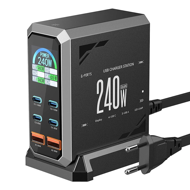 Blitzwolf BW-S31 2xUSB-A, 4xUSB-C, PD, 240W tinklo įkroviklis