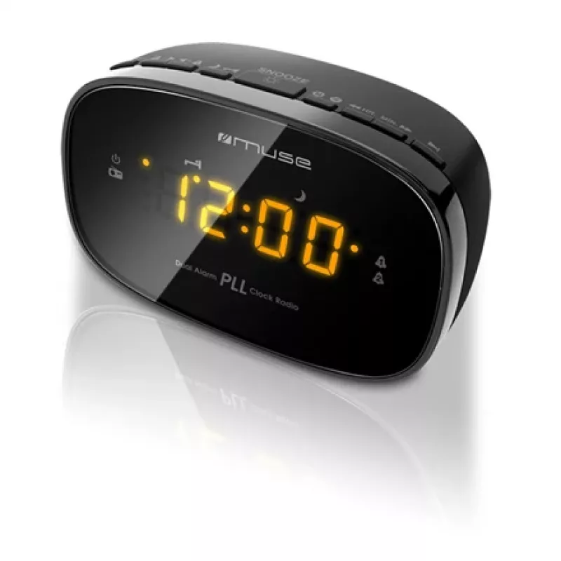 Laikrodinis radijo imtuvas Muse M-150CR su FM PLL imtuvu, 1,52 cm LED ekranu, žadintuvu (radijas/zumeris), kintamoji srovė 230 V / AAA baterijos