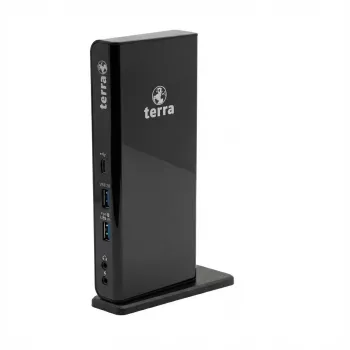 TERRA MOBILE dokinimo stotelė 732 USB-A/C dviejų ekranų palaikymas, su 5V/4A maitinimo šaltiniu, USB-A/C laidas nešiojamiesiems kompiuteriams (1480379)