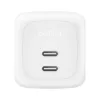 Vidinis kintamosios srovės greitasis įkroviklis Belkin WCH020KQ2MWH-B6 — 2x USB‑C, 2 m integruotas laidas, baltas