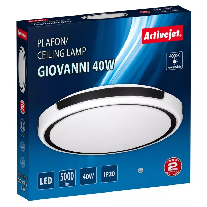 LED lubinis šviestuvas ActiveJet AJE-GIOVANNI 40W 4000K 5000 lm apvalus 51 cm baltas/juodas