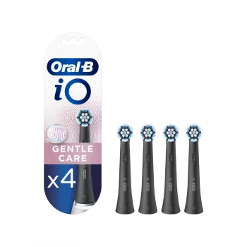 Dantų šepetėlio galvutės Oral-B iO Gentle Care — 4 vnt. pakuotėje, juodos keičiamos galvutės