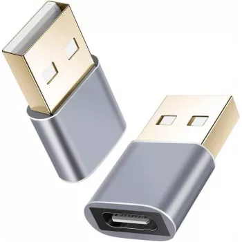 Adapter helos 304282 USB 2.0 Type-C lizdas į USB 2.0 kištuką, tamsiai pilkas