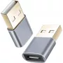 Adapter helos 304282 USB 2.0 Type-C lizdas į USB 2.0 kištuką, tamsiai pilkas