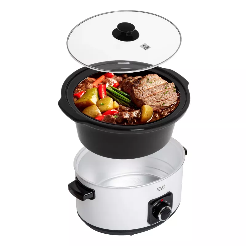 Adler AD 6413r Lėto virimo puodas, 5,8 l, baltas Adler