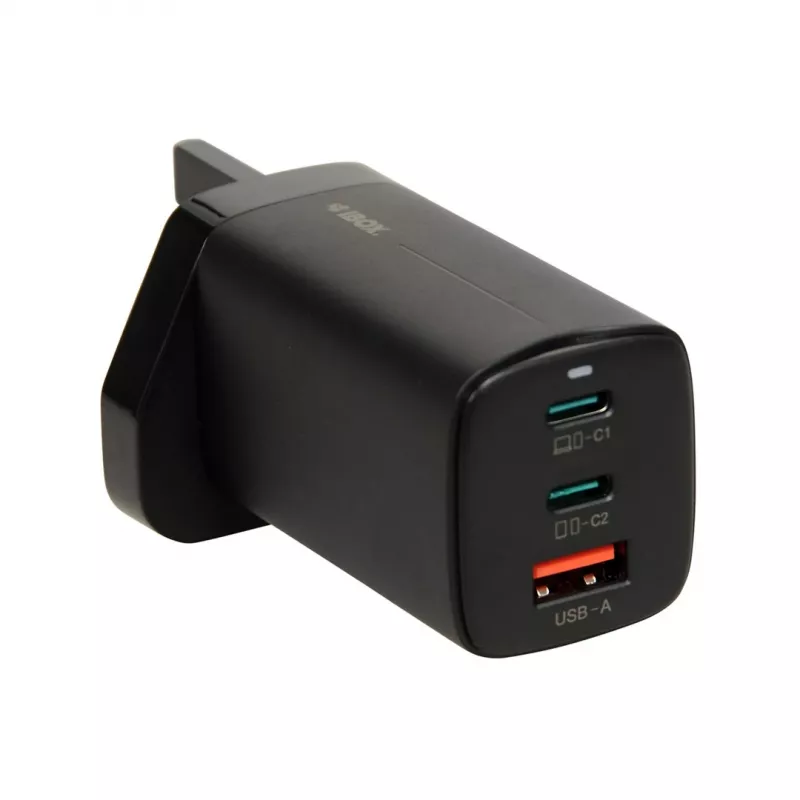 iBOX C-65 Juoda, GaN 65W universalus įkroviklis JK kištukas