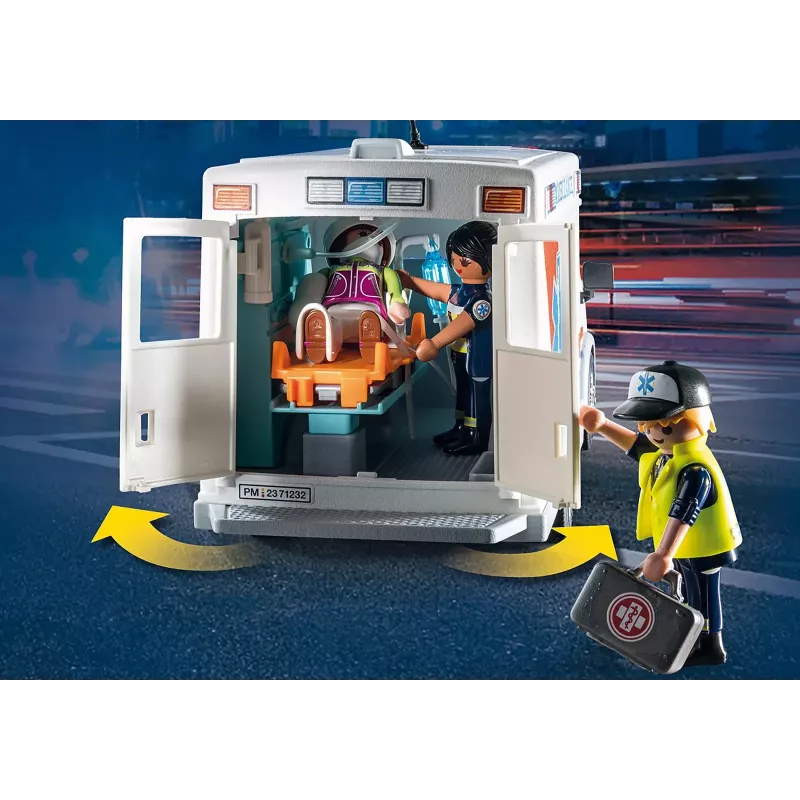 Žaislinis greitosios pagalbos automobilis PLAYMOBIL 71232 — įvairiaspalvis, skirtas 4–10 metų, AAA baterija