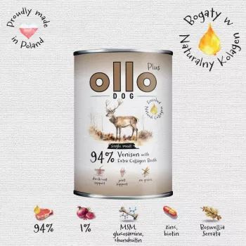 Ollo Plus Kolagen Venison 400 g šunų ėdalo skardinė
