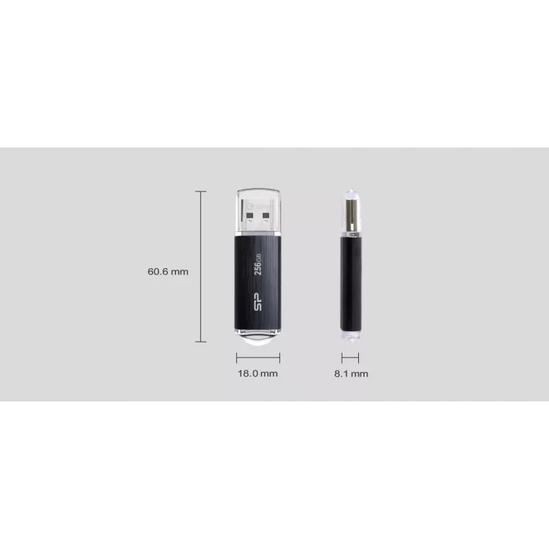 SILICON POWER Blaze B02 Pendrive USB atmintinė 256 GB USB Type-A 3.2 Gen 1 (SP256GBUF3B02V1K) Juoda