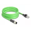 Tinklo kabelis DeLOCK M12 kabelis D koduotas 4 kontaktų kištukas į RJ45 kištukas PUR (TPU) 5m