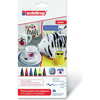 Marker Edding 4200 juoda mėlyna ruda žalia raudona geltona 6 vnt.