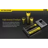 Baterijų įkroviklis Nitecore NEW i2 — 2 vietų įkroviklis LiFePO4, Li-Ion, NiMH; įėjimas 100–240 V; išėjimas 9–12 V; palaiko AAAA/C/D/AAA/AA; juodas
