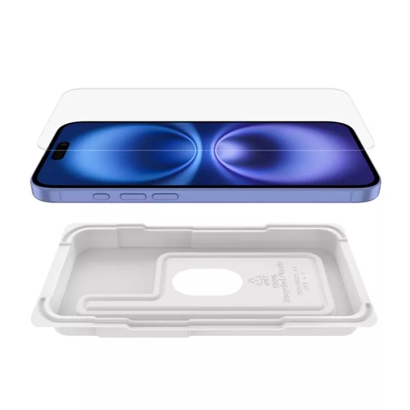 Ekrano apsauga Belkin ScreenForce, skirta iPhone 16 Plus, antibakterinis grūdintas stiklas