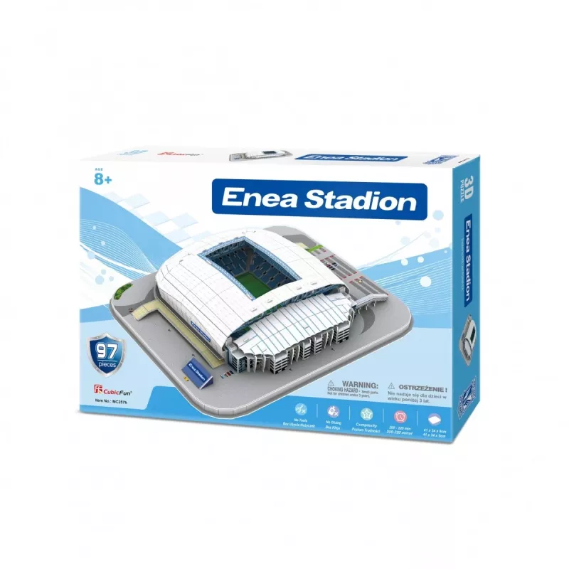 3D dėlionė cubicfun Lech Poznan stadiono modelis – mastelinis surenkamas stadiono kopija, kartoninės dalys, modelio numeris 306-20257