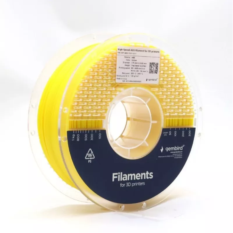 Gembird ABS 3D spausdinimo gija, 1,75 mm, geltona, 1 kg