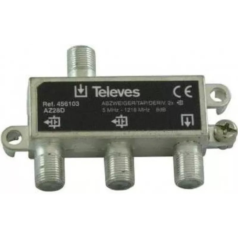 Skirstytuvas Televes AZ28D 2 krypčių 5–1218 MHz, 8 dB įterpimo nuostoliai