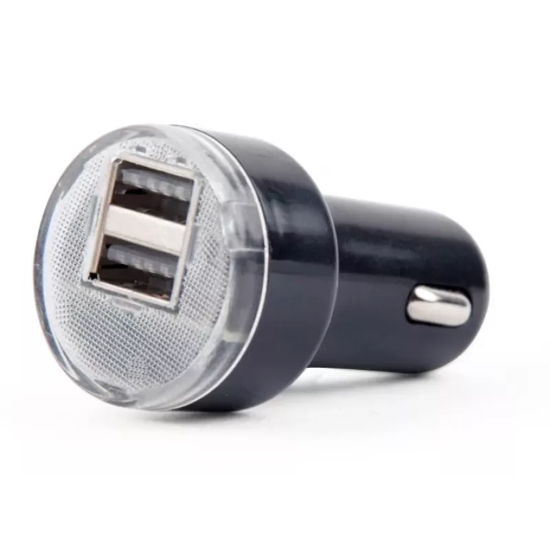Automobilinis įkroviklis Gembird EG-U2C2A-CAR-02, įėjimas 12–24V, išėjimas 5V/2,1A, 2× USB 2.0, juodas