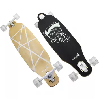 Longboard Muuwmi Lights GLOW ABEC 7 su šviečiančiais ratukais, juoda/žalia