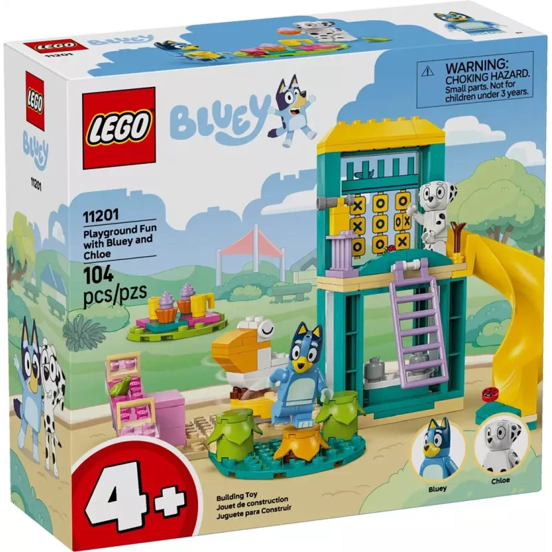 LEGO kaladėlių rinkinys 11201 Žaidimų aikštelės pramogos su Blue ir Chloe – mini figūrėlės, žaidimo scena