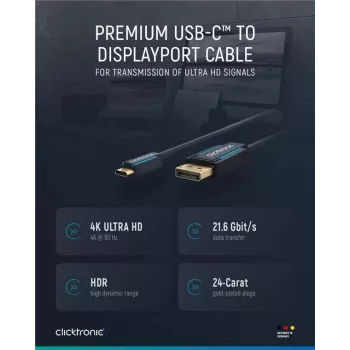 USB-C į DP kabelis. V/V. Mėlynas. 1,0 m – Kabelis – Skaitmeninis/Duomenų (44931)