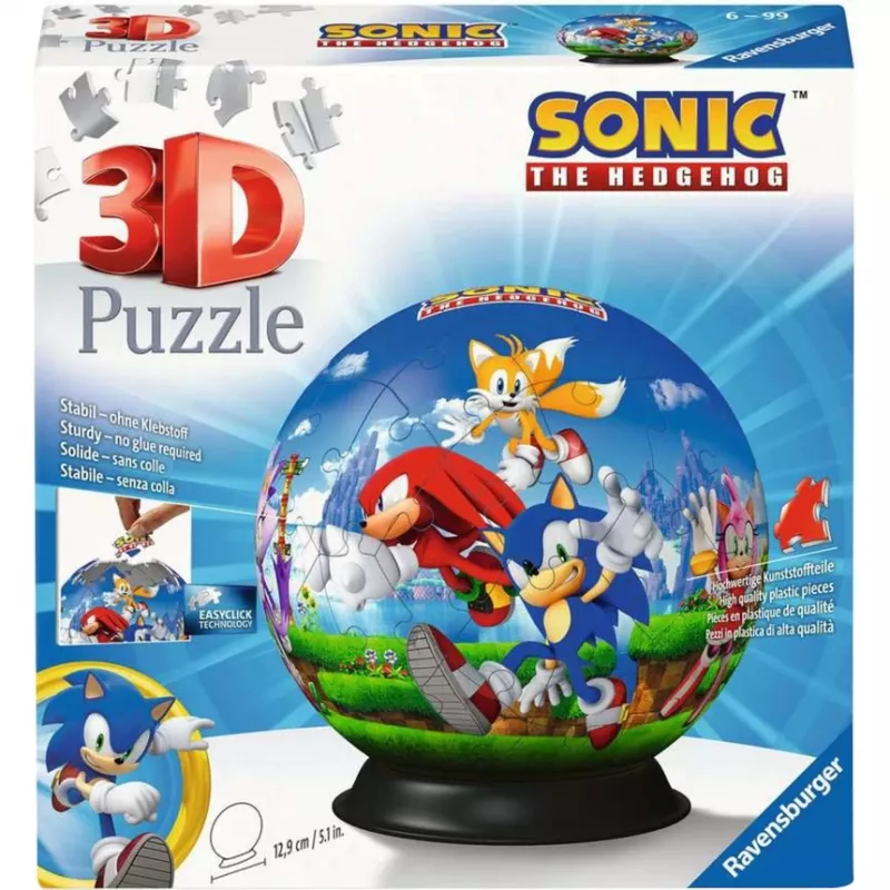 3D dėlionės kamuolys Ravensburger Sonic the Hedgehog, 72 vnt., modelis 11592