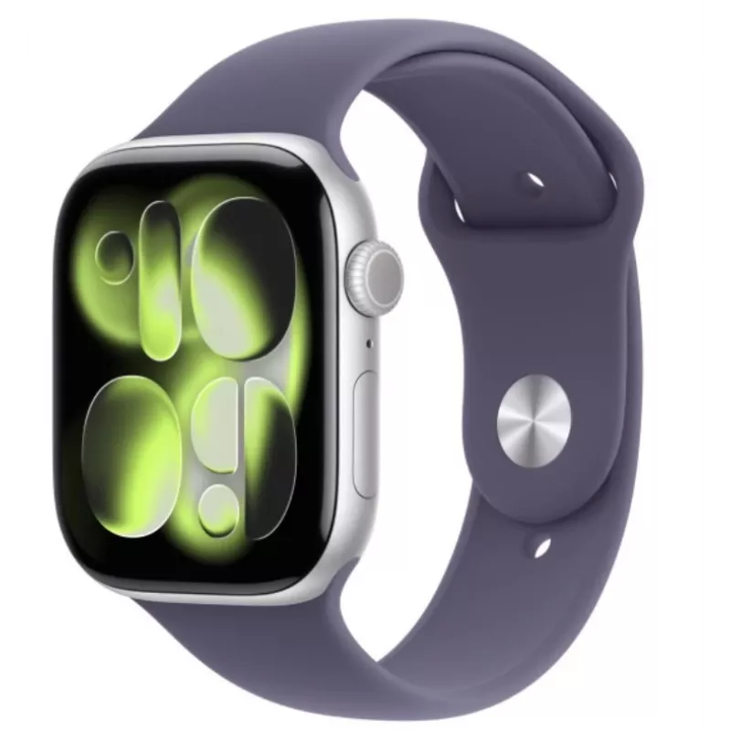Apple Watch Series 11 GPS + Cellular 42mm sidabrinis aliuminio korpusas su Purple Fog sportine juostele - M/L