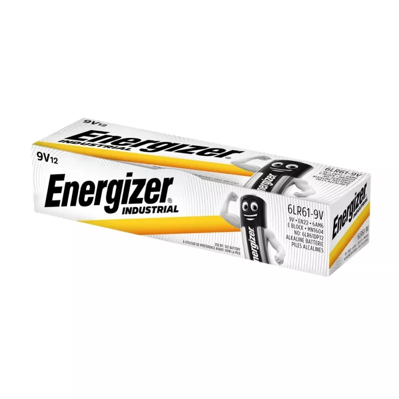 Energizer 9V PP3 pramoninės šarminės baterijos, 12 pakuotė