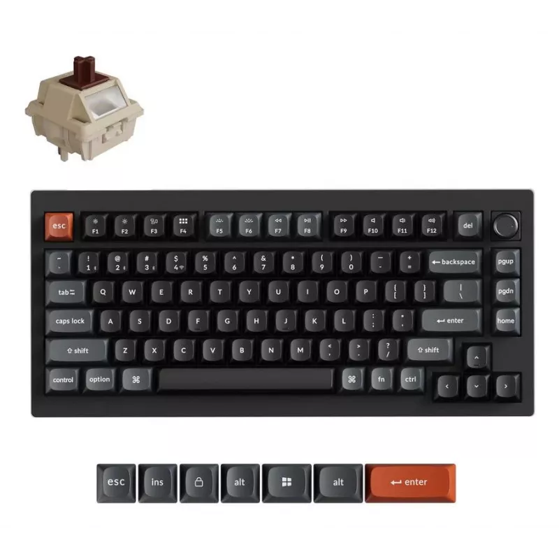 Mechaninė klaviatūra Keychron V1 Ultra 8K — 75%, QWERTY, Bluetooth, laidinė, RGB, juoda