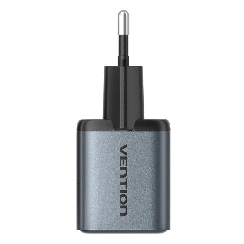 Vention FEWH0-EU 30W GaN įkroviklis — 1× USB-C, 1× USB-A, 30 W, juodas
