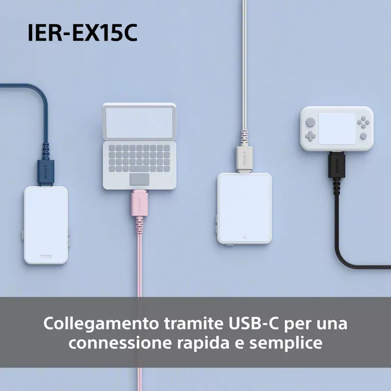 Sony IER-EX15C ausinės su mikrofonu, laidinės, įkūrinės, skambučiams ir muzikai, USB-C, juodos